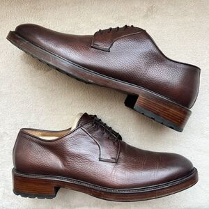Antonio Maurizi Brown Pebble Leather Derby Shoes Men EU 44 US 10.5-11 Plain Toe